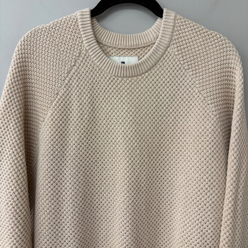 The Normal Brand Mens Moss Stitch Crew Tan Size Large Fisherman Preppy Neutral - Picture 4 of 10